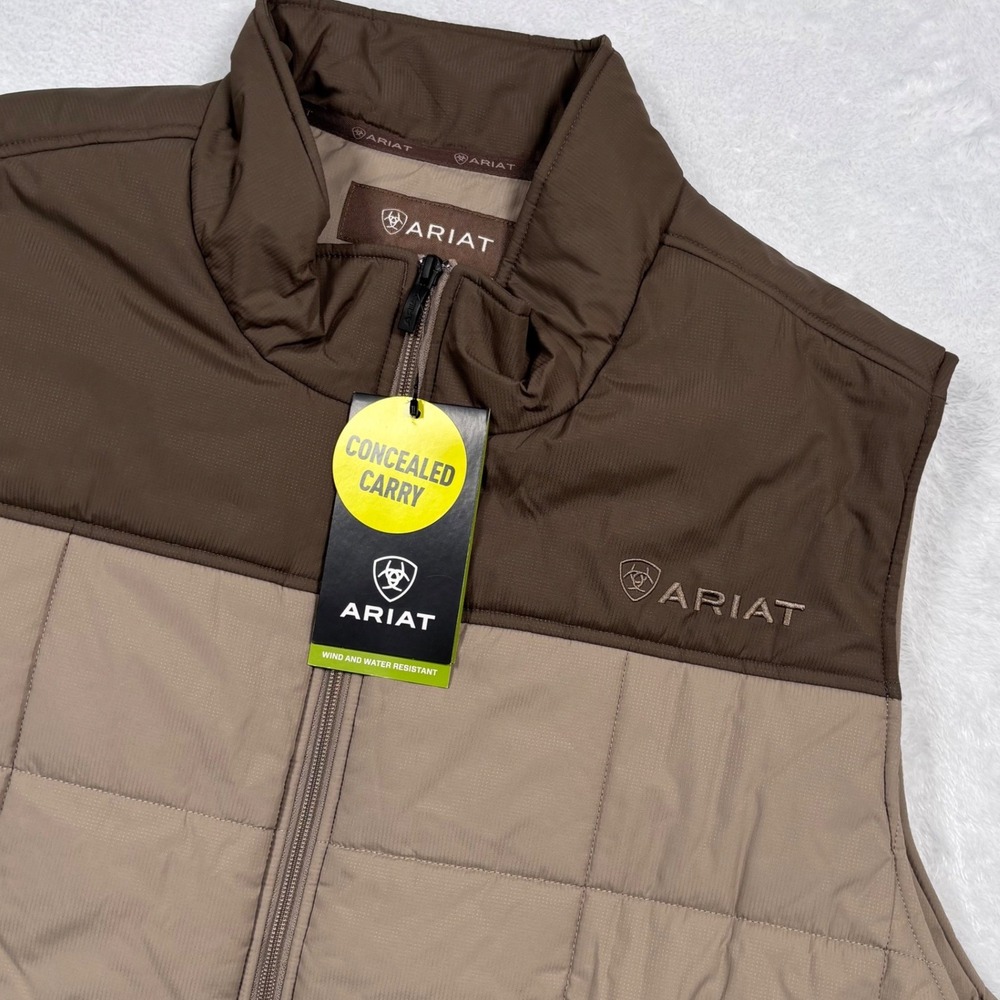 Ariat Crius Insulated Vest Men 3XL Brown Concealed Carry Water Repel Ripstop $99
